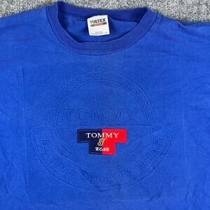 Tommy Hilfiger T-Shirt Mens Size XL Blue Embroidered Logo Active Sportswear Tee